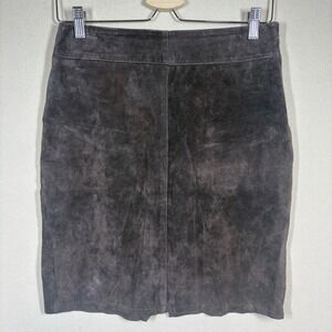 VTG Deadstock Express Womens Brown Suede Skirt Sz‎ 3/4 Boho Retro Indie Festival
